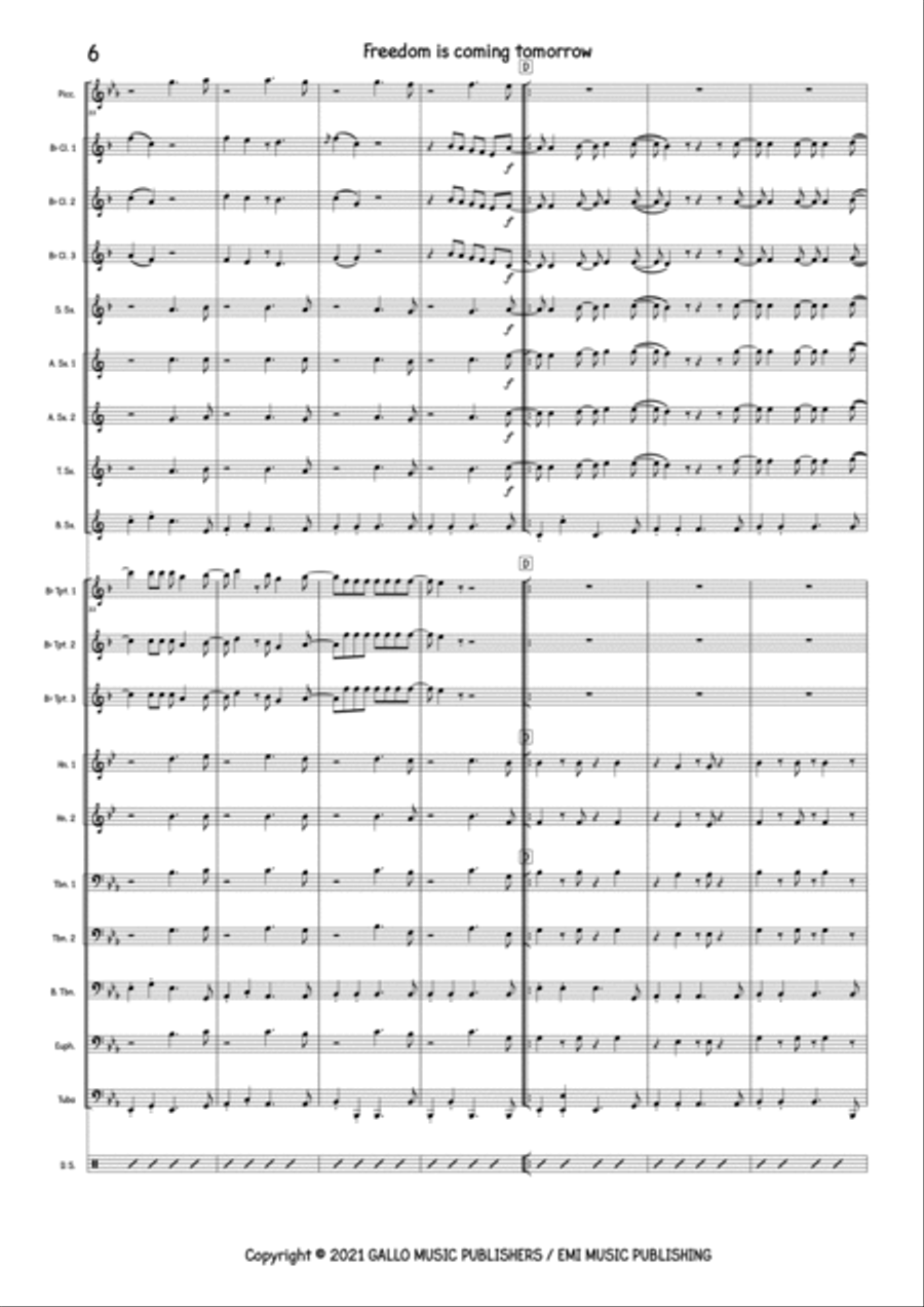Freedom Is Coming Tomorrow Marching Band scores gallery preview page 6