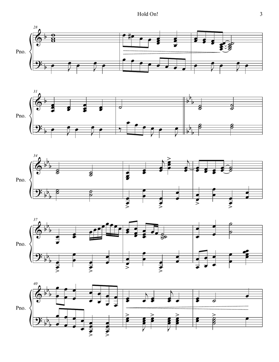 Hold On! Piano Solo scores gallery preview page 3