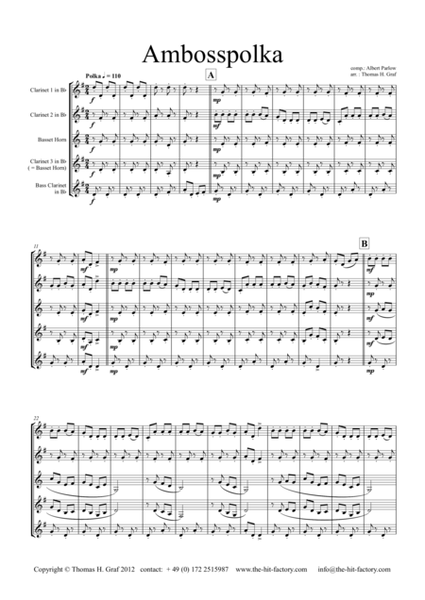 Amboss-Polka - German Polka - Oktoberfest - Clarinet Quartet image number null