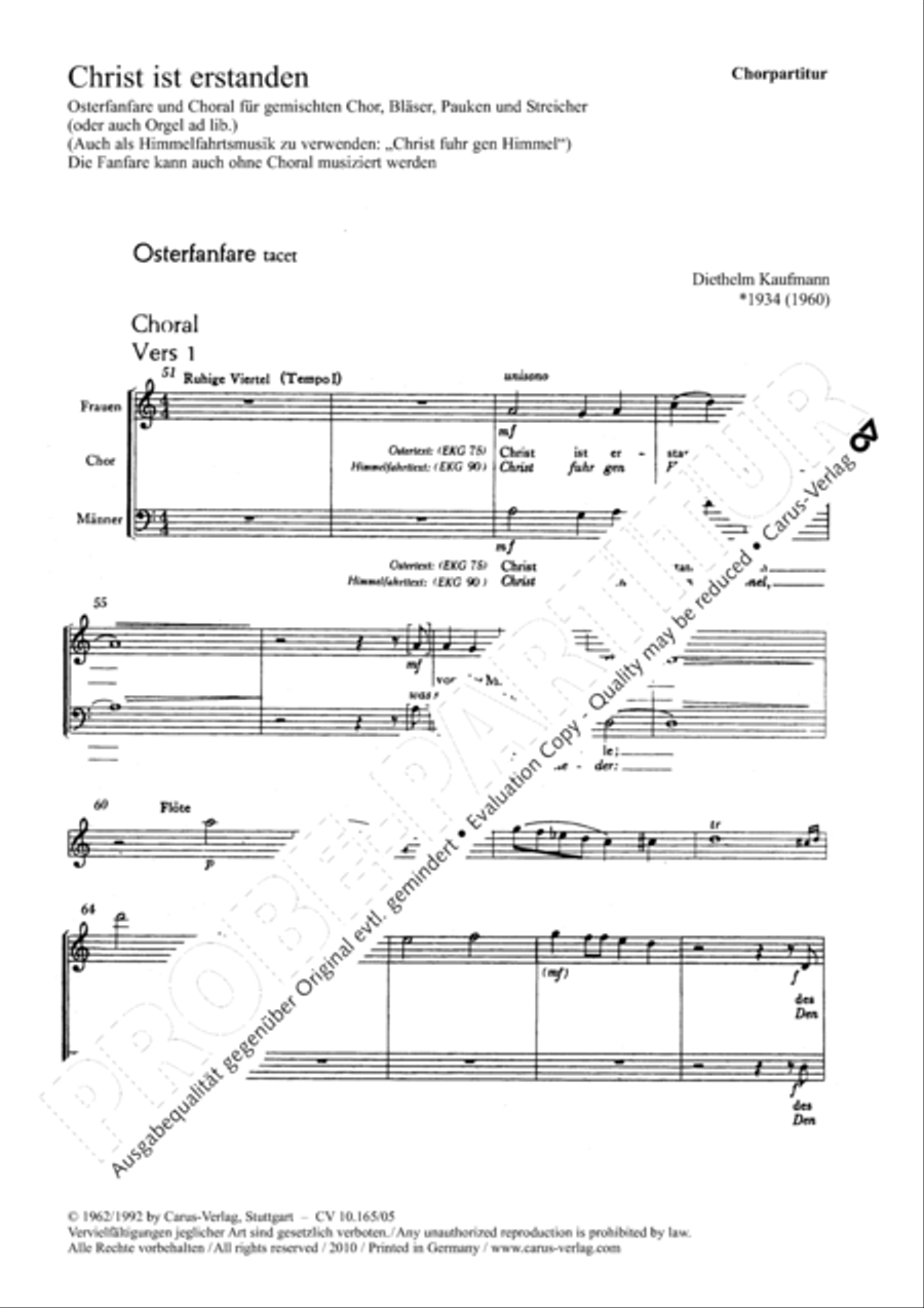 Christ is arisen (Christ ist erstanden) 4-Part scores gallery preview page 2