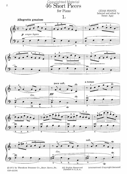 46 Short Pieces For Piano