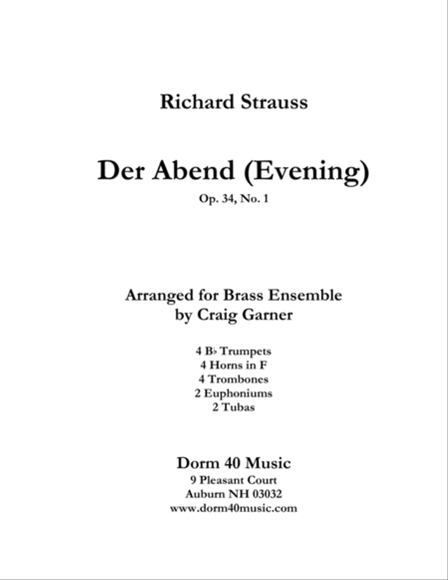 Der Abend (Evening), for 16-part Brass Ensemble Brass Ensemble scores gallery preview page 1