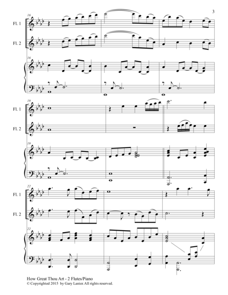 HOW GREAT THOU ART (Trio – Flute 1, Flute 2 and Piano with Score and Parts)