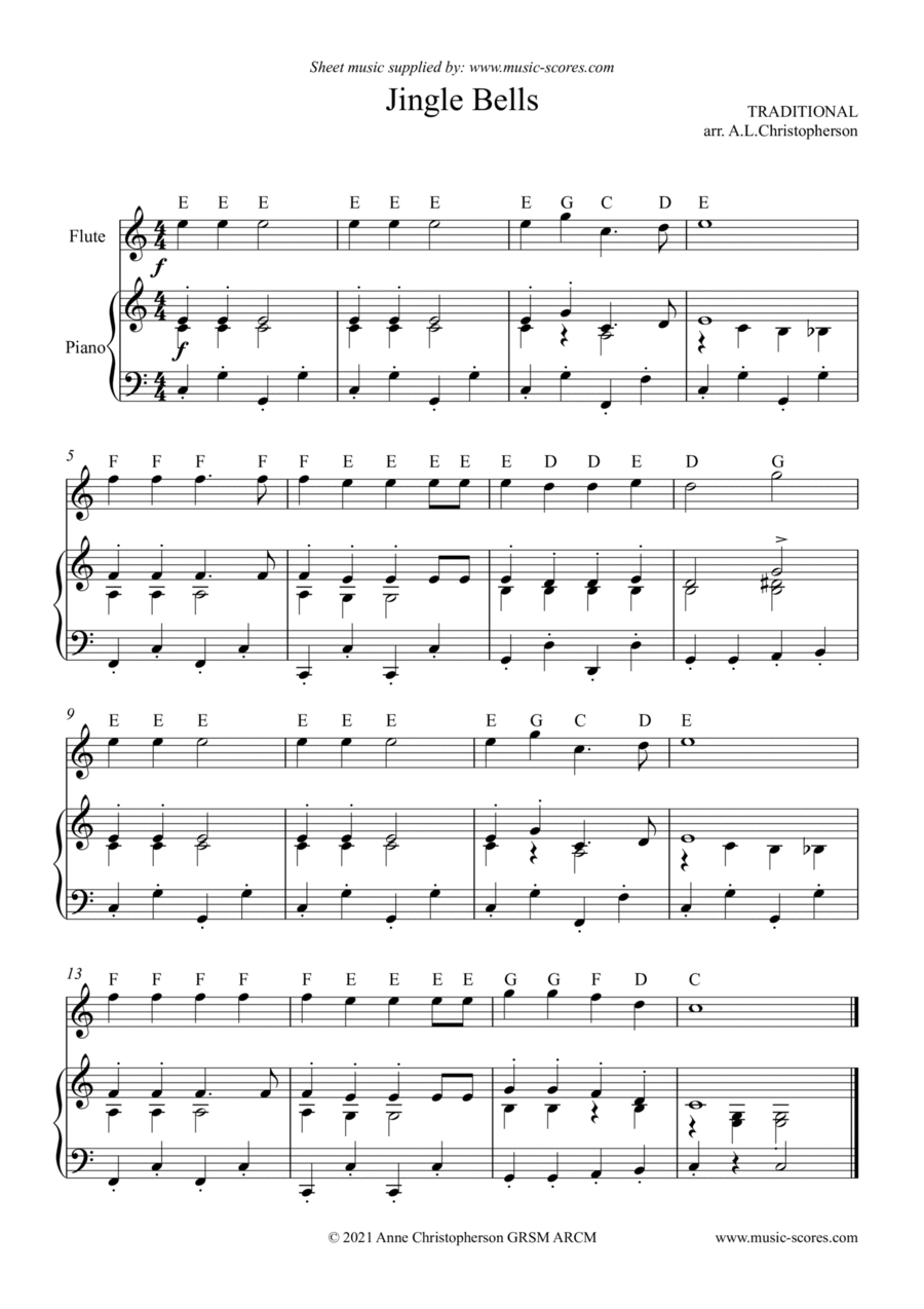 Jingle Bells - Very Easy Flute Flute Solo scores gallery preview page 1