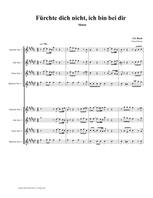 Fürchte dich nicht (motette) by J.S. Bach (Double Saxophone Choir)
