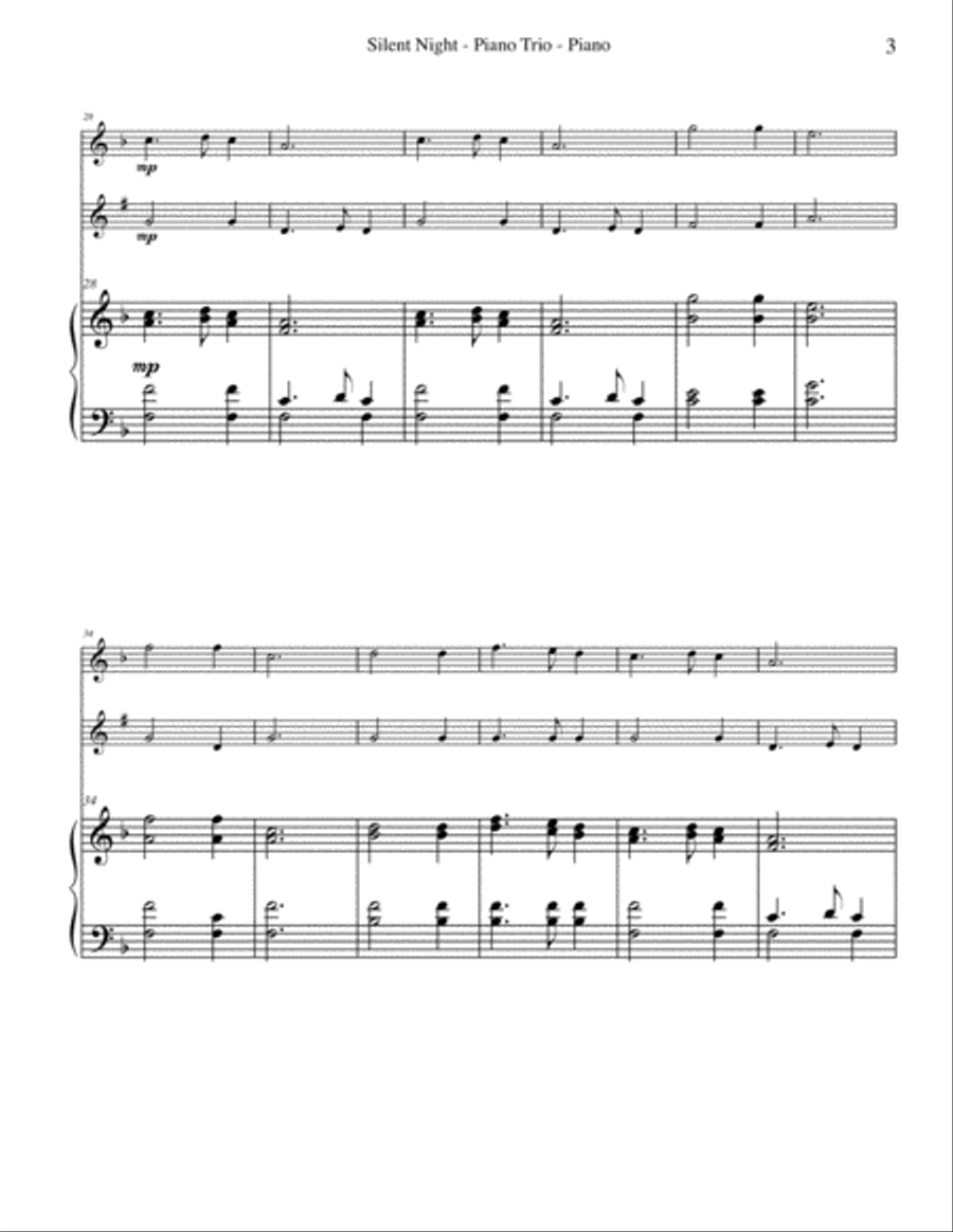 Silent Night for Flute, Clarinet & Piano Woodwind Duet scores gallery preview page 3