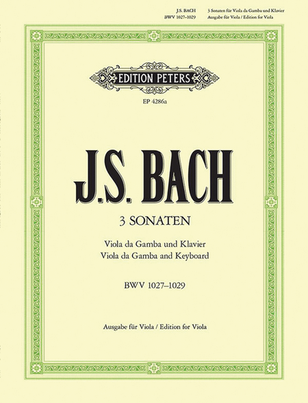 Sonatas for Viola da gamba & Harpsichord BWV 1027-1029 (Arr. for Viola & Piano) by Johann Sebastian Bach Viola da Gamba - Sheet Music