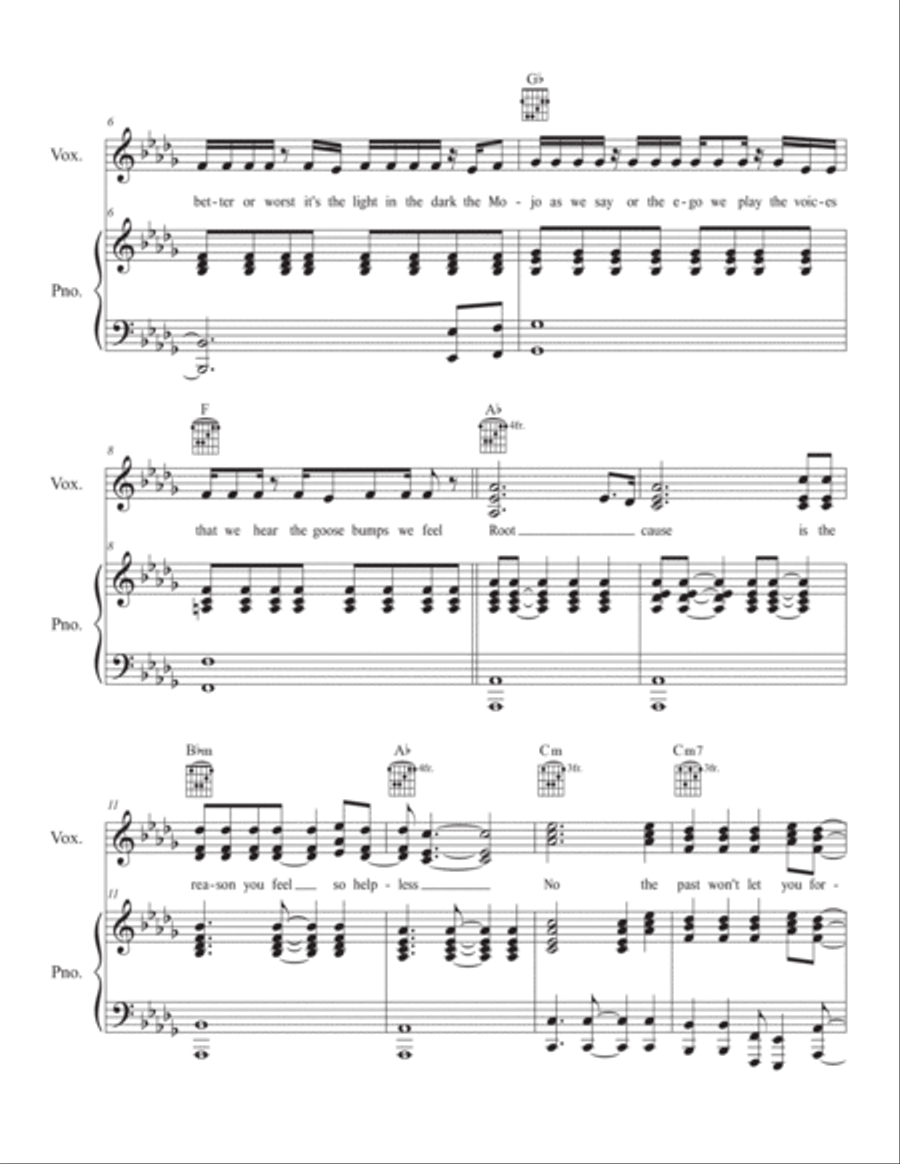 Root Cause Piano, Vocal, Guitar scores gallery preview page 2