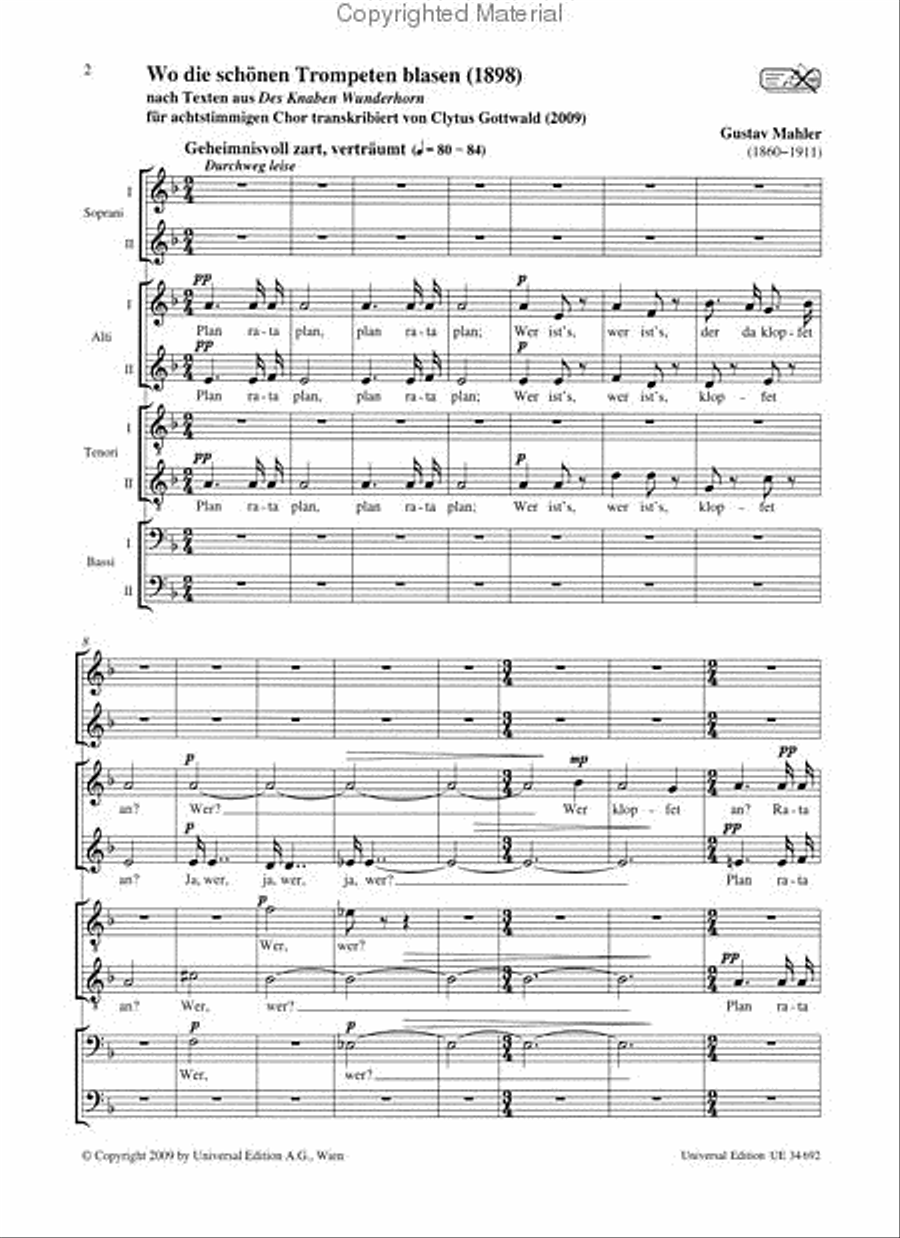 Wo Die Schönen Trompeten Blasen SSAATTBB scores gallery preview page 2