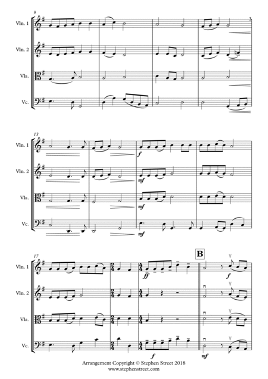 The National Anthem of South Africa, Nkosi Sikelel' iAfrika String Quartet String Quartet scores gallery preview page 3