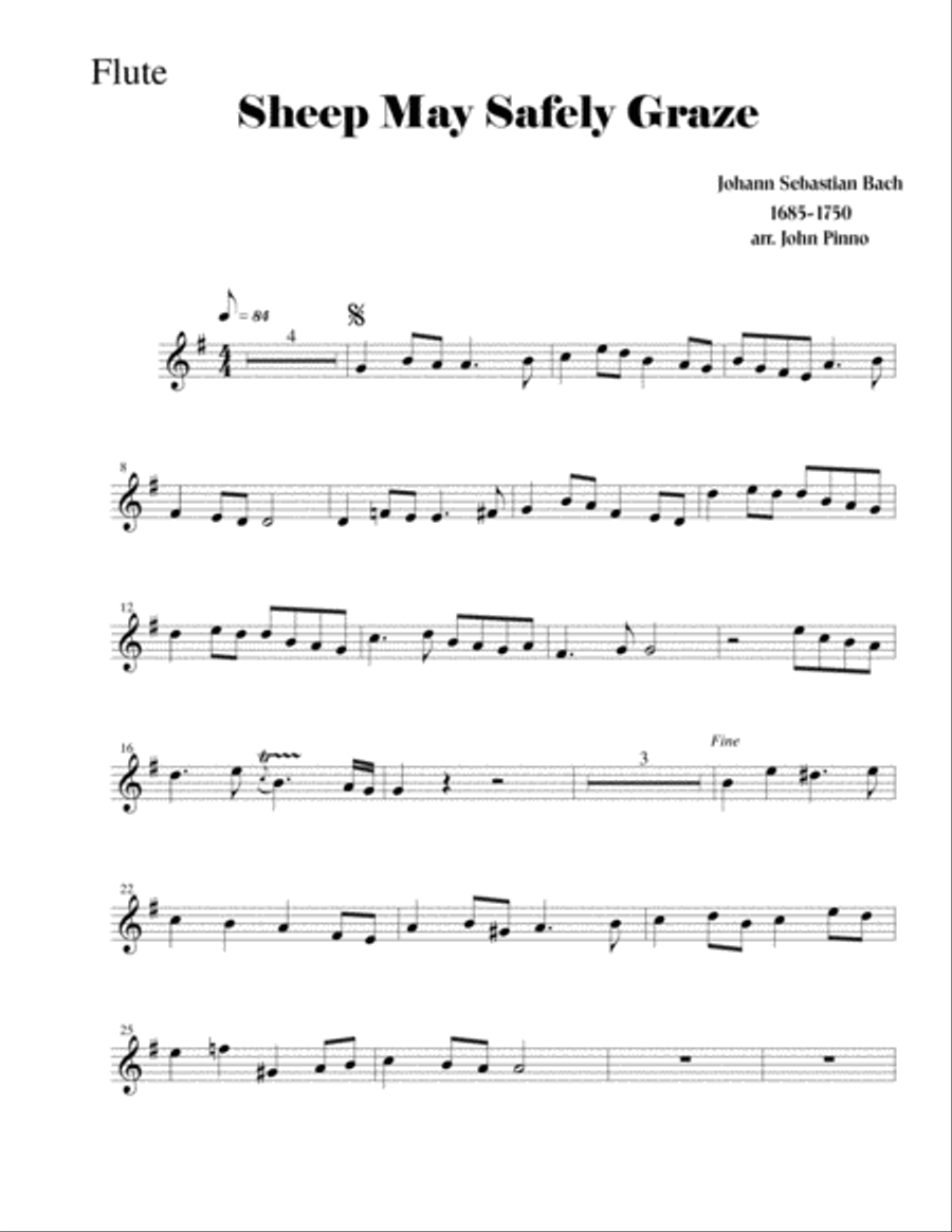 Sheep May Safely Graze (J.S. Bach) for flute (violin, oboe), and classical guitar Small Ensemble scores gallery preview page 6