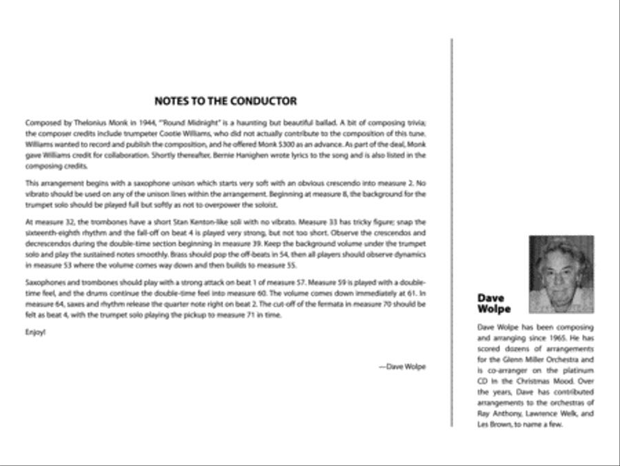 'Round Midnight: Score Jazz Ensemble scores gallery preview page 2
