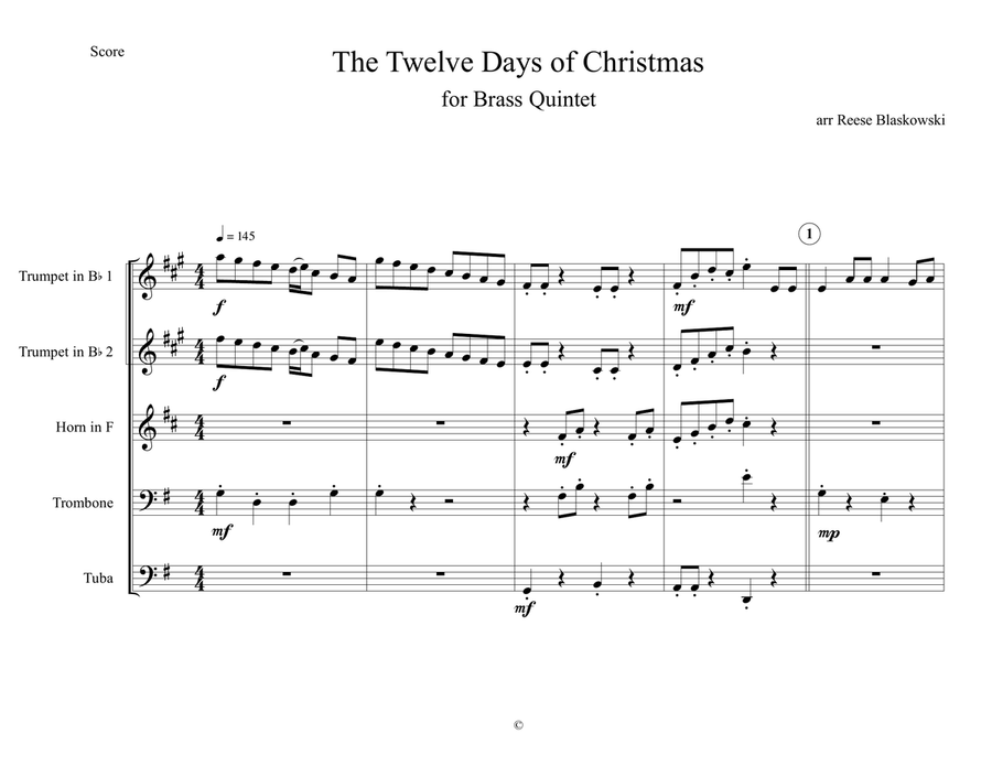 12 Days of Christmas - Brass Quintet Brass Quintet scores gallery preview page 1