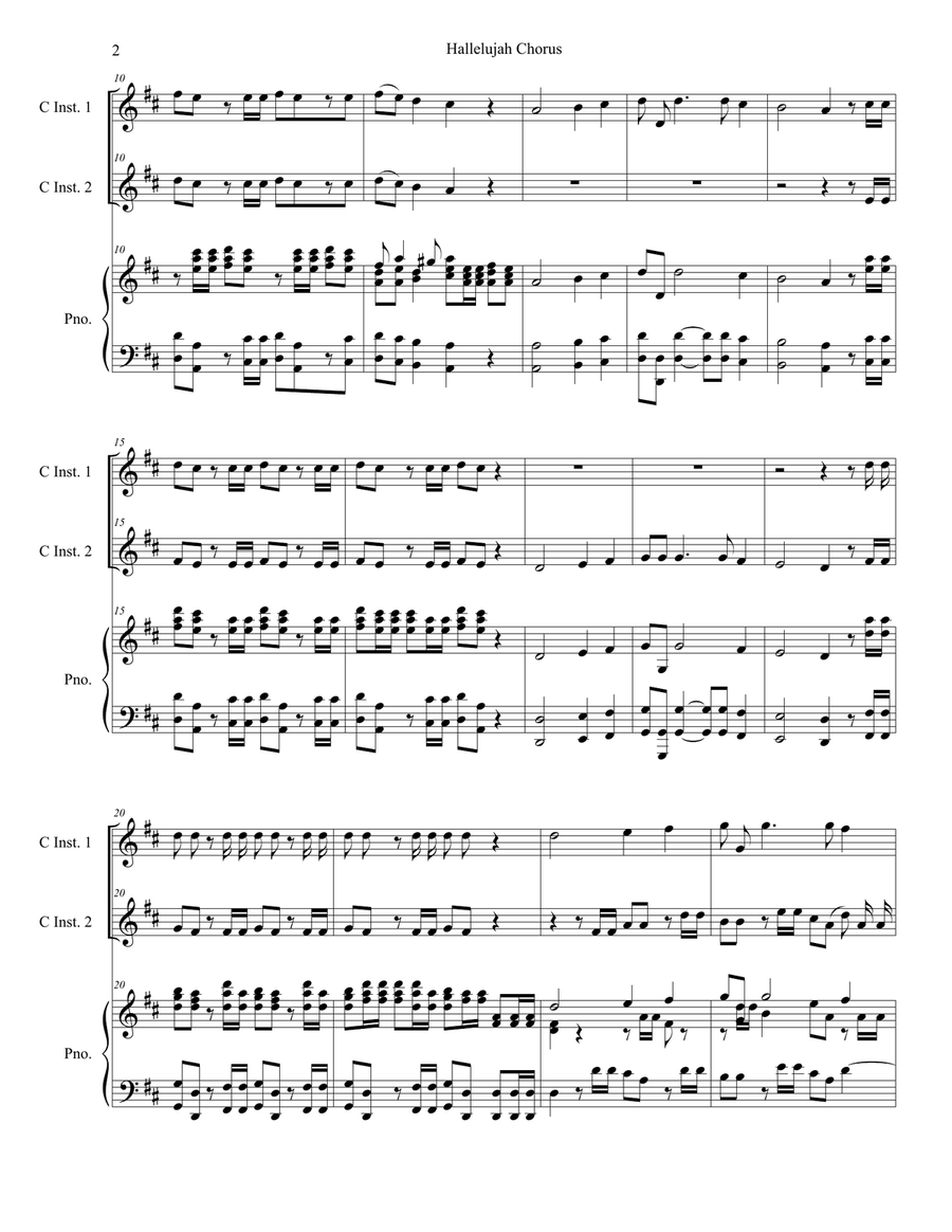 Hallelujah Chorus (Duet for C-Instruments) Flute scores gallery preview page 2