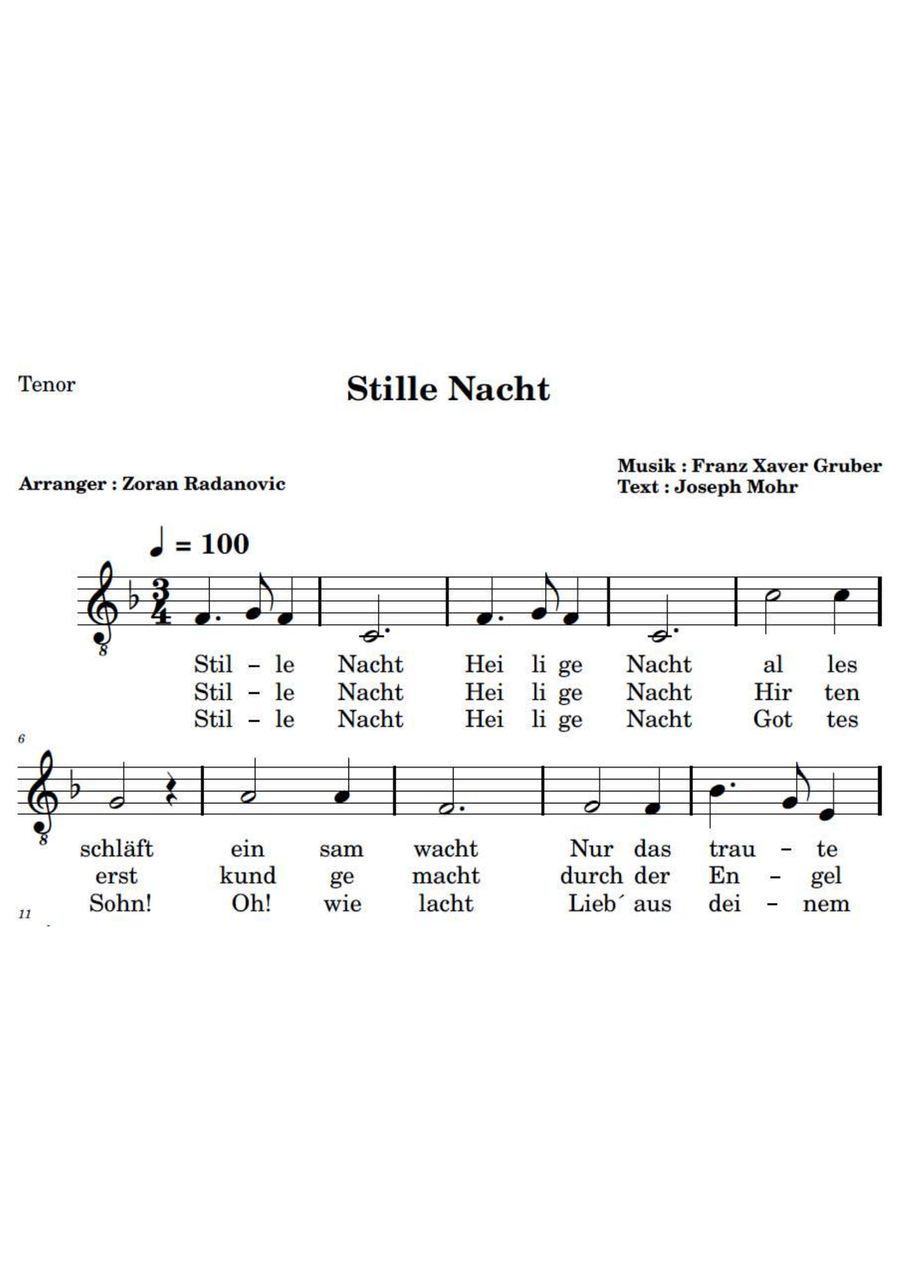 Stille Nacht - SATB - german lyrics 4-Part scores gallery preview page 4