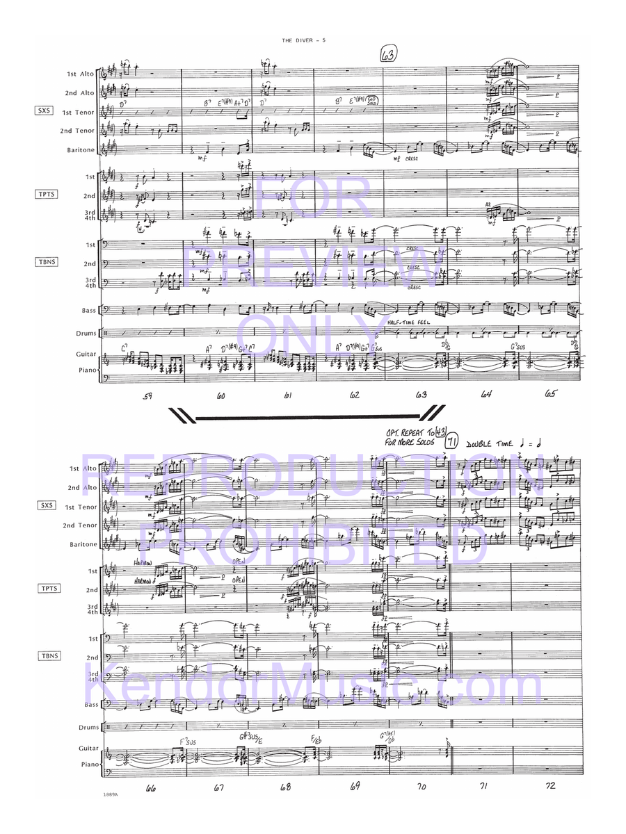 Diver, The (Full Score) Jazz Ensemble scores gallery preview page 6