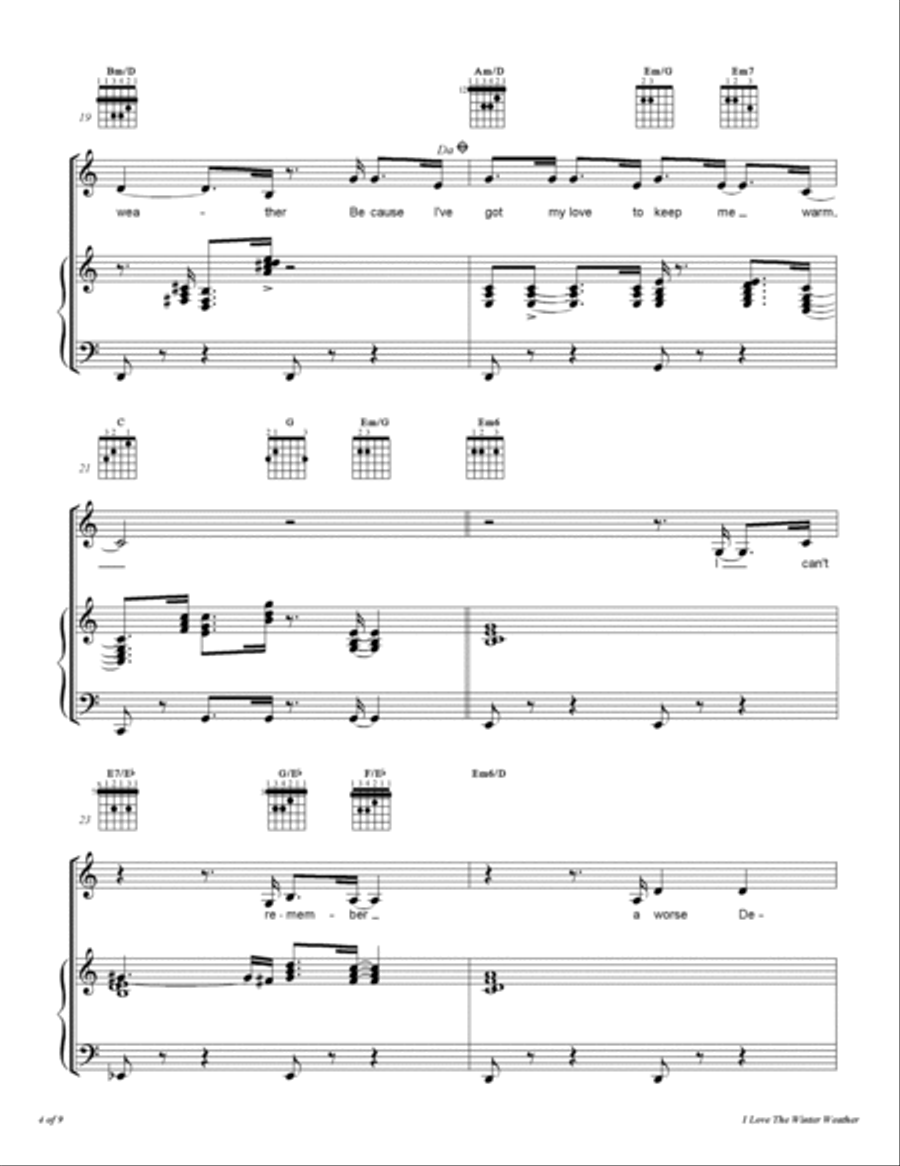 I Love The Winter Weather Piano, Vocal, Guitar scores gallery preview page 5