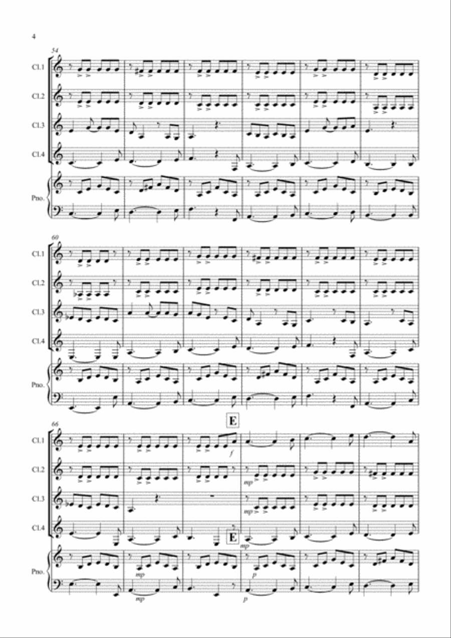 The House of the Rising Sun for Clarinet Quartet Clarinet Quartet scores gallery preview page 4