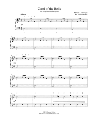 Carol of the Bells - for early intermediate piano