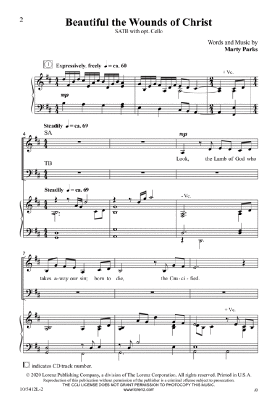 Beautiful the Wounds of Christ 4-Part scores gallery preview page 2