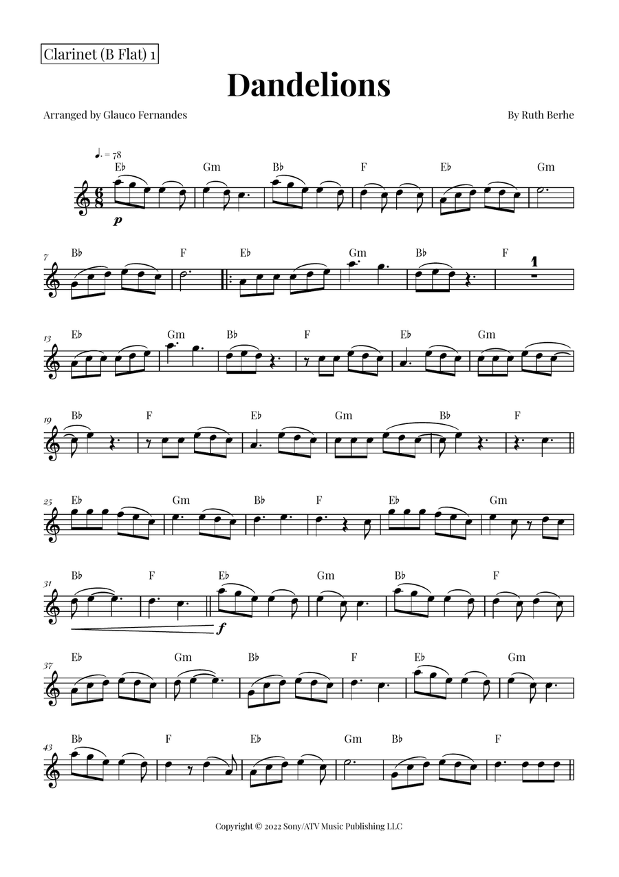 Dandelions Clarinet Duet scores gallery preview page 4