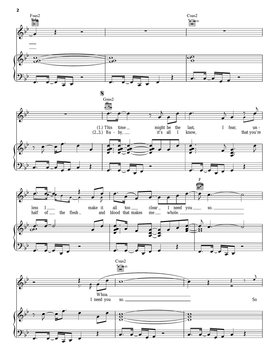 Broken Wings Piano, Vocal, Guitar scores gallery preview page 2