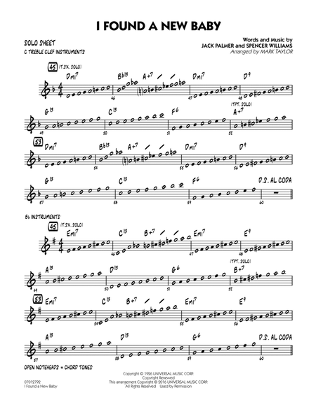 I Found a New Baby - Solo Sheet
