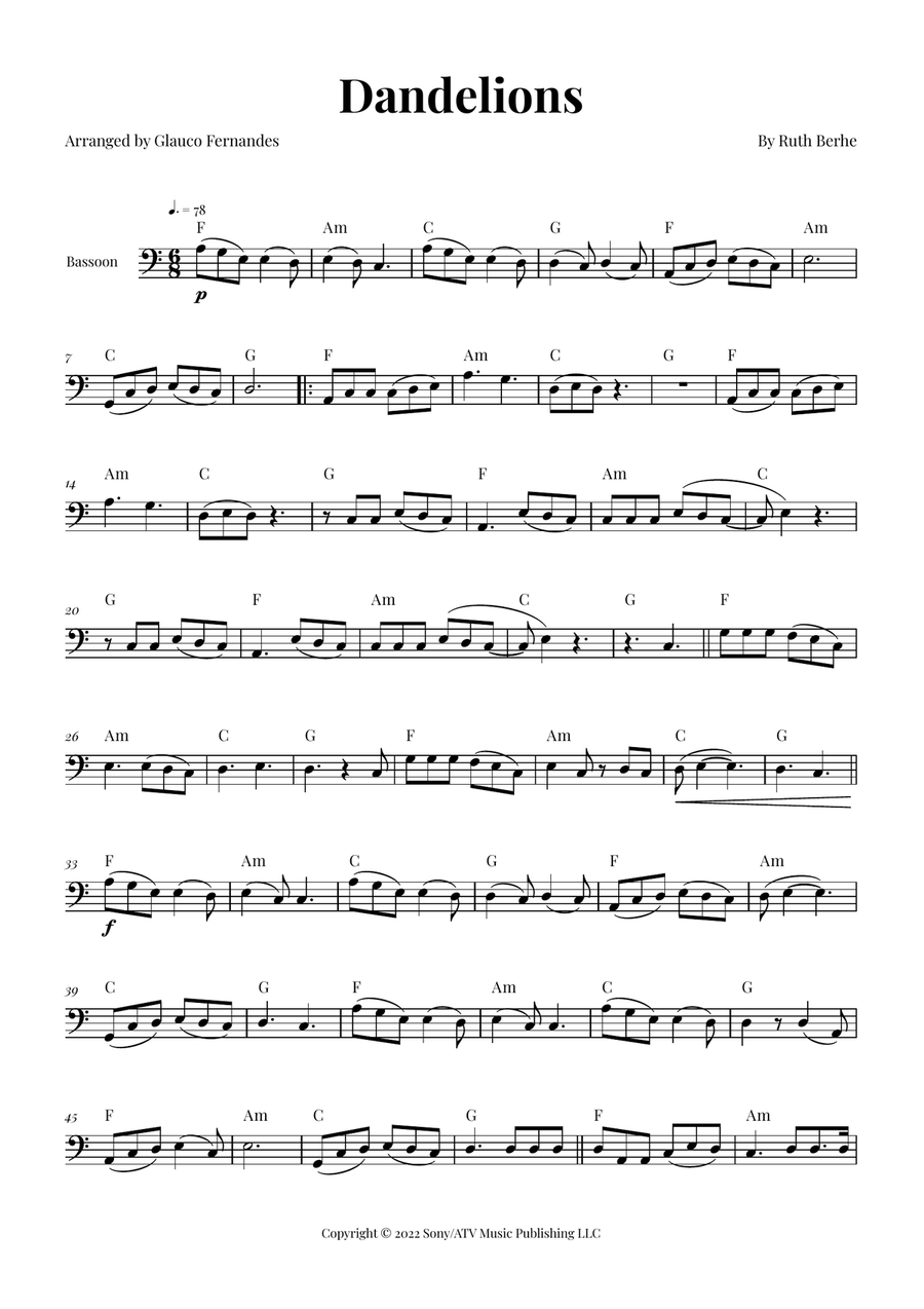Dandelions Chamber Music scores gallery preview page 1