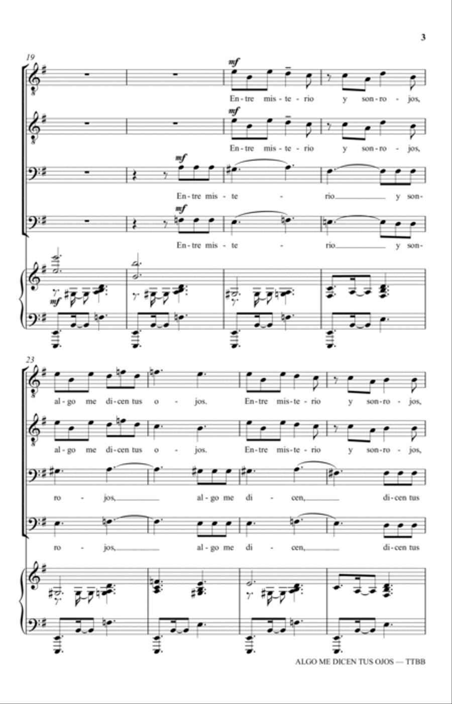 Algo Me Dicen Tus Ojos (from Three Spanish Songs for Men's Choir) TTBB scores gallery preview page 3