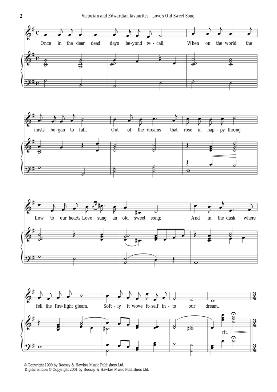 Love's Old Sweet Song Piano, Vocal scores gallery preview page 2