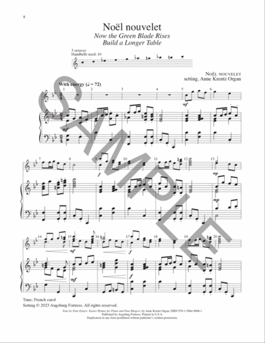 Four by Four Easter: Easter Hymns for Piano and Four Ringers Handbell Choir scores gallery preview page 5