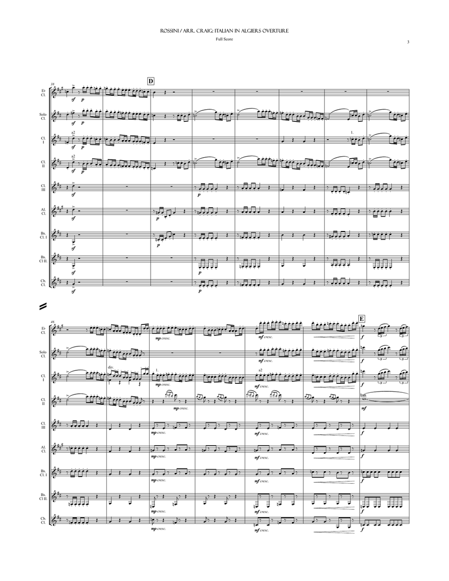 Italian in Algiers Overture Clarinet Choir scores gallery preview page 4