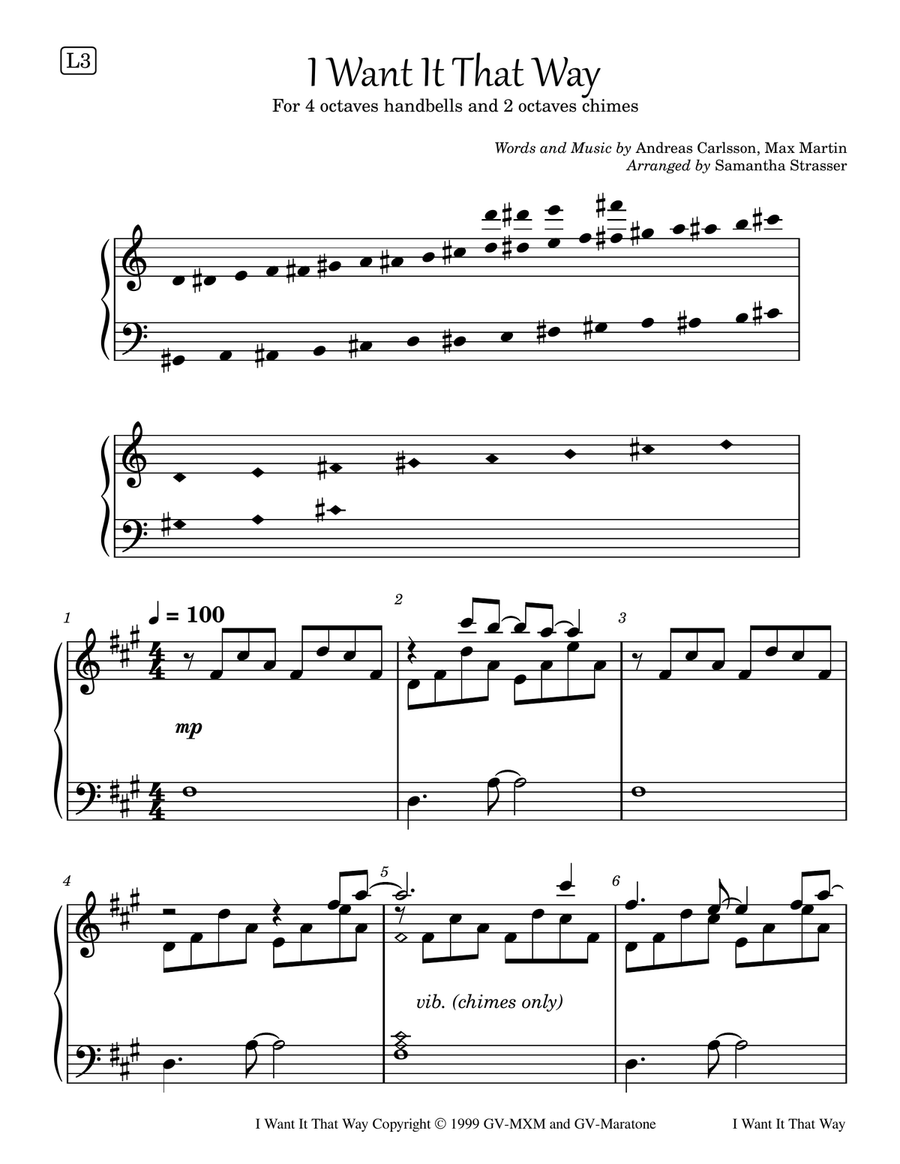 I Want It That Way Handbell Choir scores gallery preview page 1