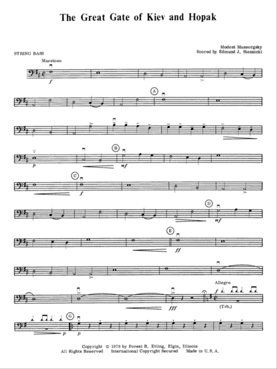 Great Gate of Kiev & Hopak: String Bass Full Orchestra scores gallery preview page 1