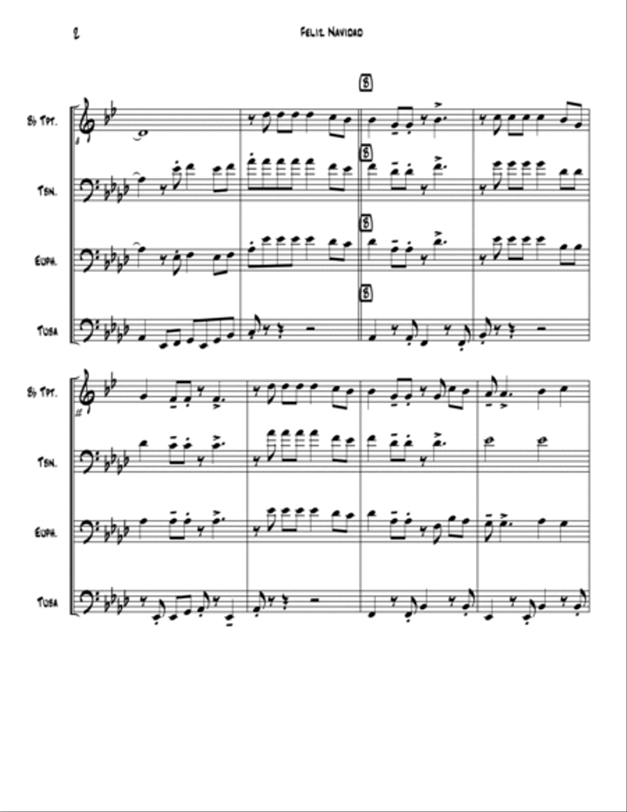Feliz Navidad Brass Ensemble scores gallery preview page 2