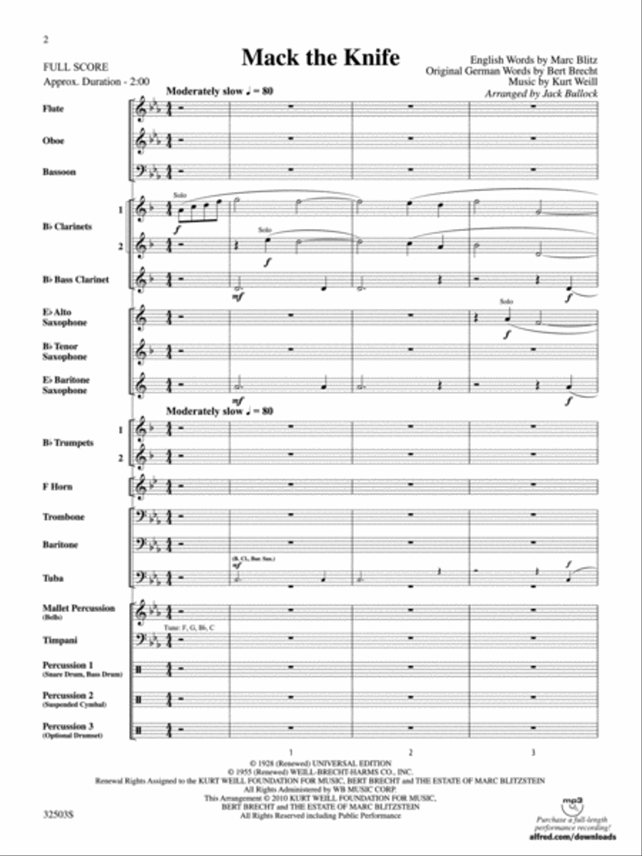 Mack the Knife Mack the Knife Concert Band scores gallery preview page 2