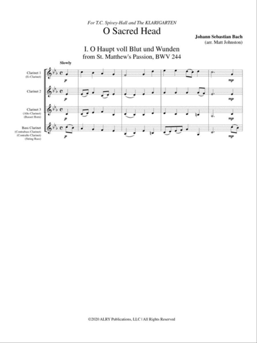 O Sacred Head for Clarinet Choir Clarinet Choir scores gallery preview page 2