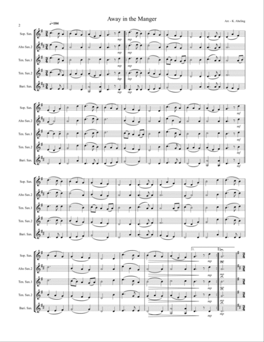 20 Traditional Christmas Carols Volume I (for Saxophone Quintet SATTB or AATTB) Saxophone Quintet scores gallery preview page 3