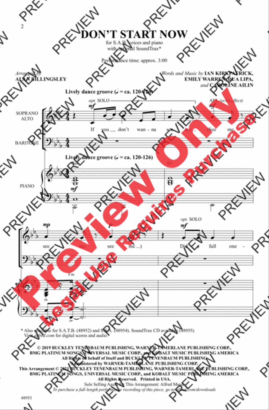 Don't Start Now 3-Part scores gallery preview page 2