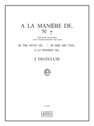 A La Maniere De...no.7 (percussion(s) & Piano)