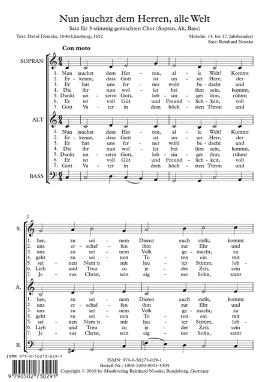 Nun jauchzt dem Herren, alle Welt