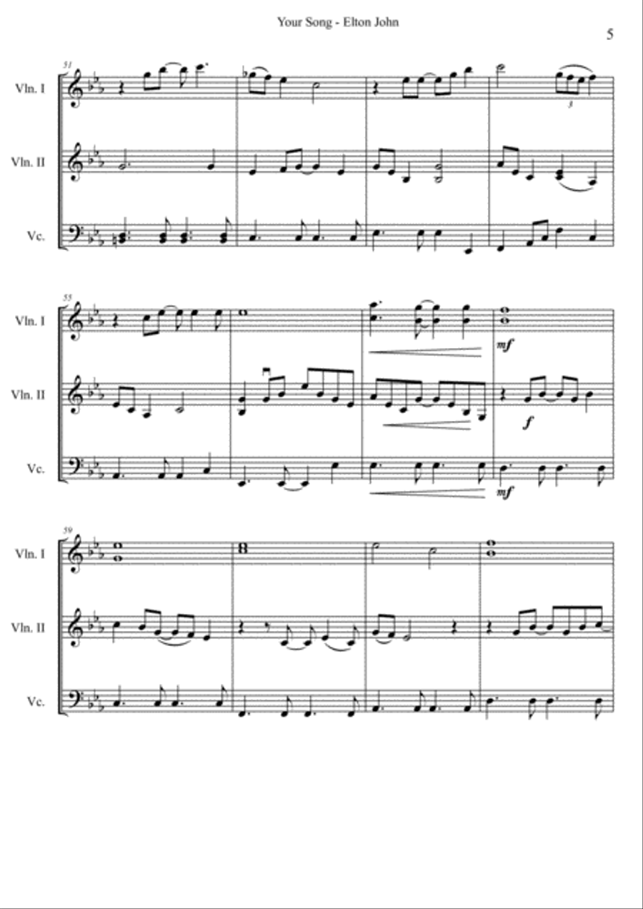 Your Song Your Song String Trio scores gallery preview page 5