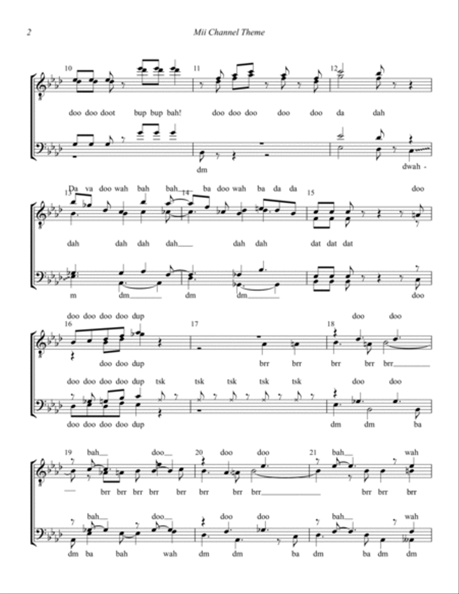 Mii Channel Theme TTBB scores gallery preview page 2