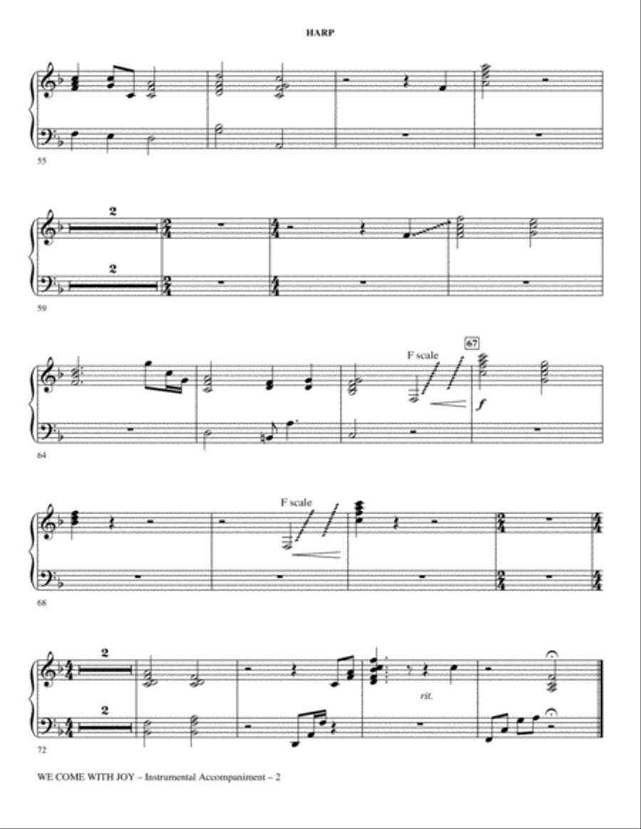We Come With Joy Orchestration - Harp Choir scores gallery preview page 2