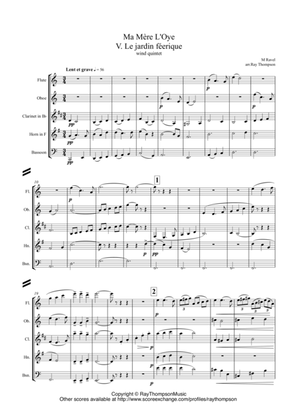 Book cover for Ravel: Ma Mère L’Oye (Mother Goose Suite) V. Le jardin féerique (The fairy garden) - wind quintet