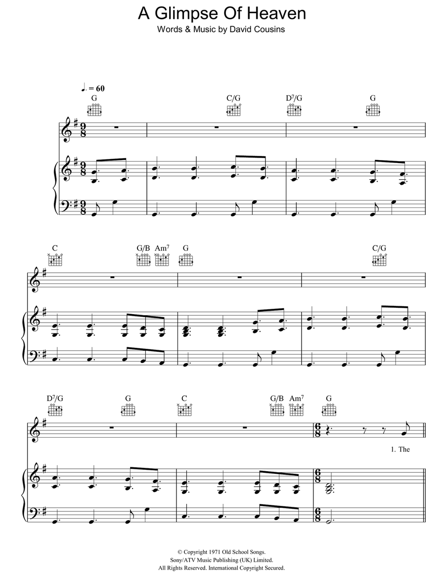 A Glimpse Of Heaven Acoustic Guitar scores gallery preview page 1