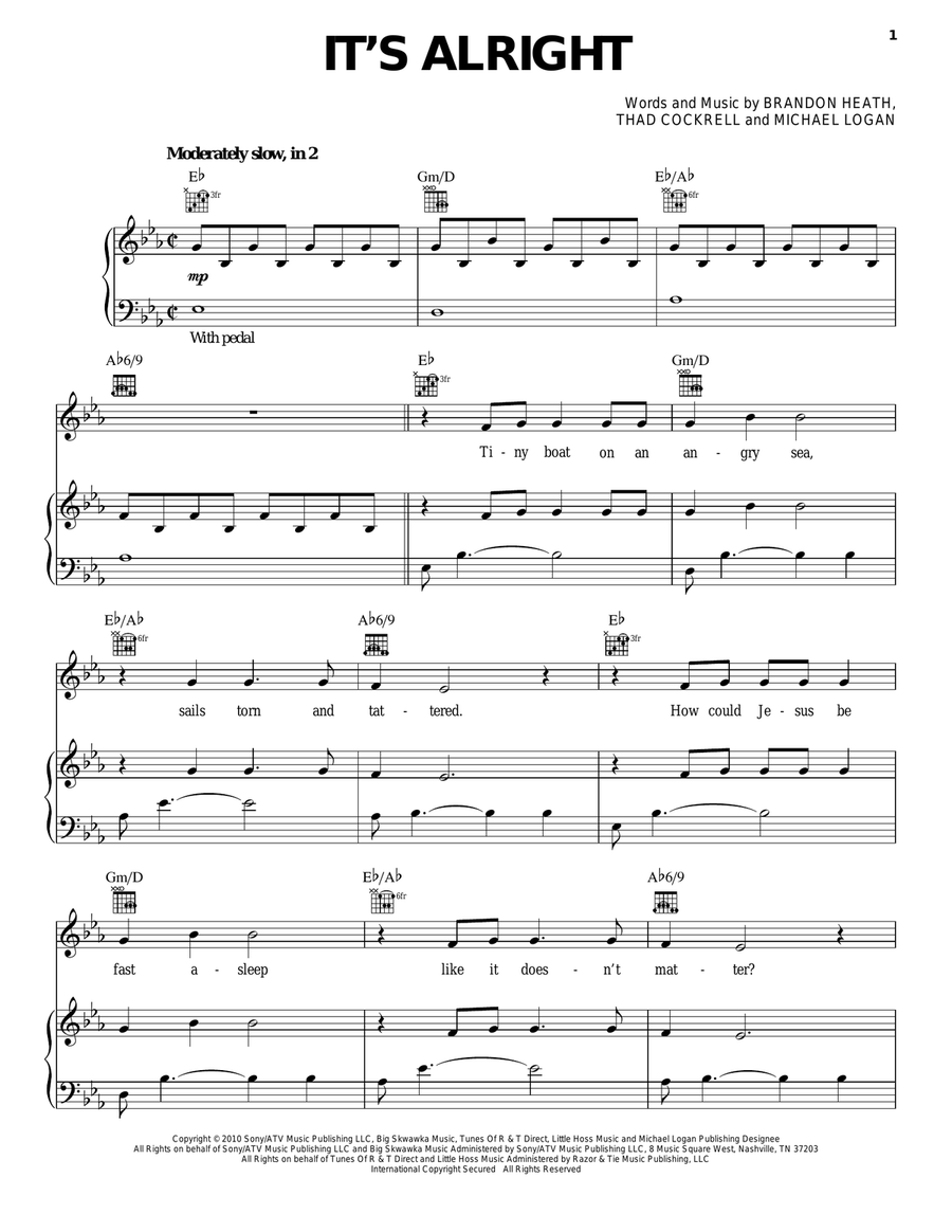 It's Alright Piano, Vocal, Guitar scores gallery preview page 1