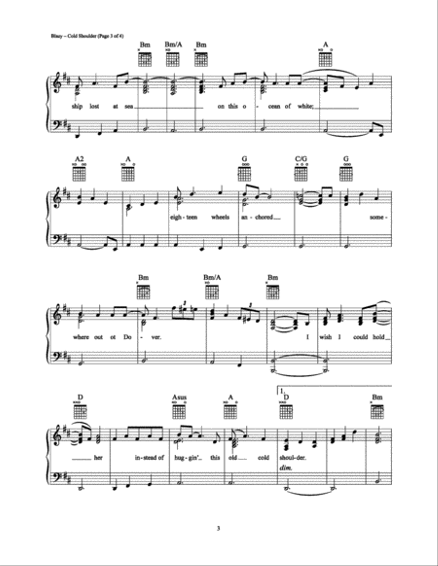 Cold Shoulder Piano, Vocal, Guitar scores gallery preview page 3