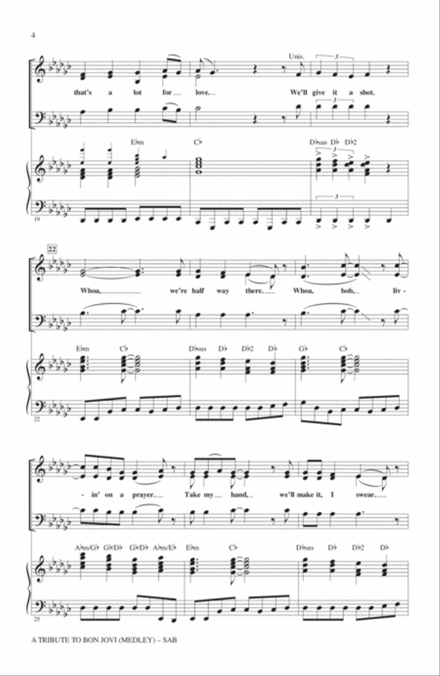 A Tribute To Bon Jovi (Medley) 3-Part scores gallery preview page 3