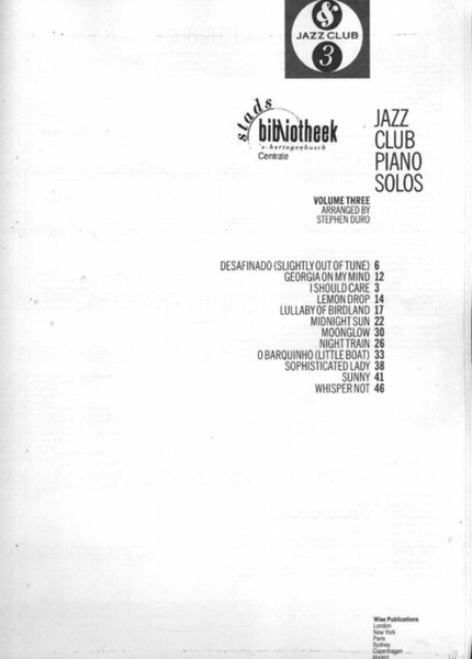 Jazz Club Piano Solos